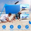 9.8x9.8FT Foldable Beach Canopy Tent Collapsible Shade Sail Sun Protection Windproof Shelter 4 Sandbag 2 Pole Portable Storage Bag Rectangle Blue