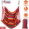 440LBS Hammock Hanging Chair Canvas Porch Patio Swing Seat Portable Camping Rope Seat w/ 2Pillows