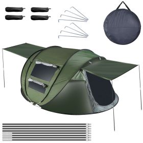 5-8 Person Pop Up Tent Automatic Setup Camping Tent Waterproof Instant Setup Tent with 4 Tent Poles 2 Mosquito Net Windows Carrying Bag for Hiking Cli (Option: Pro_Green_5_8)