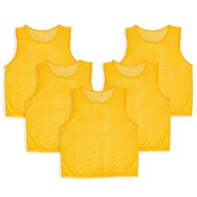 5Pcs Mesh Scrimmage Vests Soccer Basketball Team Training Pinnies Jerseys Shirt Adult Plus Size (Option: Yellow_AdultPlus)