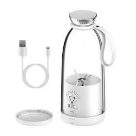 2-in-1 16.9OZ Portable Fruit Blender Electric Rechargeable Juice Cup for Shakes Smoothies Juice Personal Fruit Mixer with 6 Blades (Option: White)