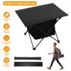 Foldable Camping Table With Storage Basket Rustproof Portable Aluminum Alloy Roll-Up Camping Table With Carrying Bag For Camping Hiking BBQ Picnic Fis