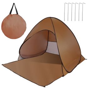 Pop Up Beach Tent Sun Shade Shelter Anti-UV Automatic Waterproof Tent Canopy for 2/3 Man w/ Net Window Storage Bag for Outdoor Beach Camping Fishing P (Option: Coffee)